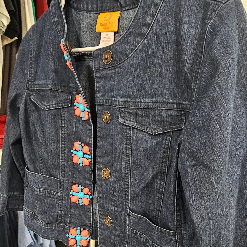 Ruby Rd. Embellished Denim Jacket – Size 6P / Medium - Picture 5 of 5